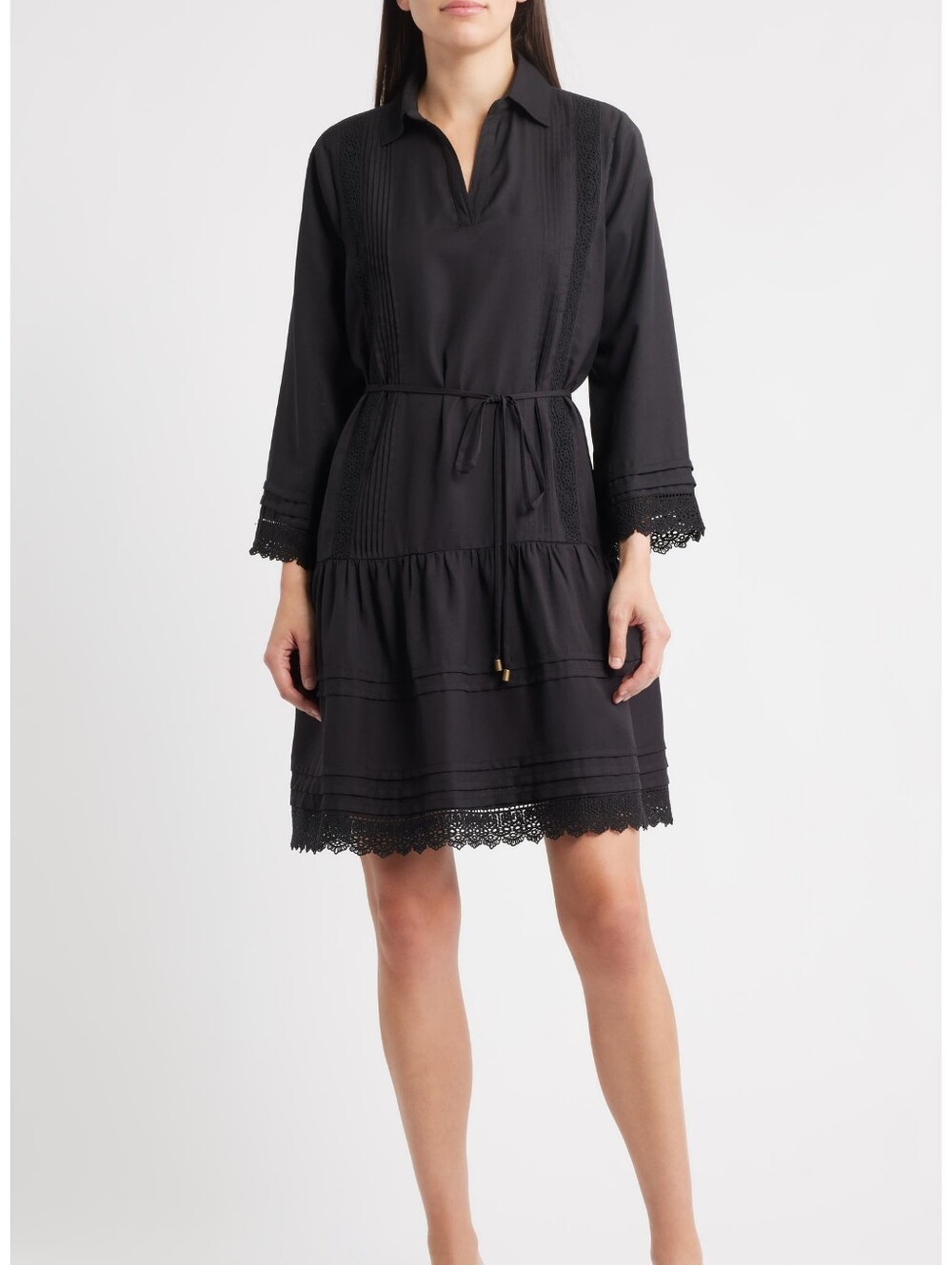 NWT "Julia Jordan" Long Sleeve Lace Trim Shirt Dress Woman's Size Large